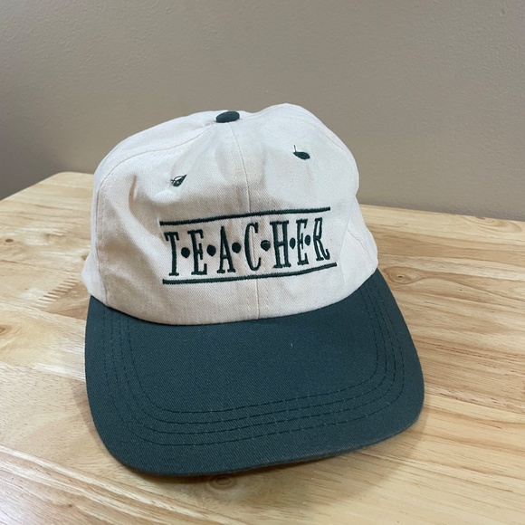 Imperial Headware Accessories - Vintage TEACHER Baseball Hat Green Embroidered Two-Toned Imperial Headware
